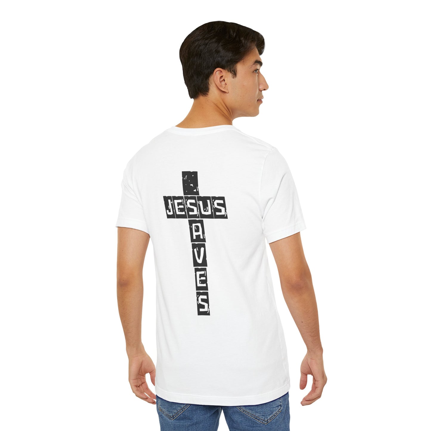 Jesus Saves Cross Christian T-Shirt – Faith Typography Design
