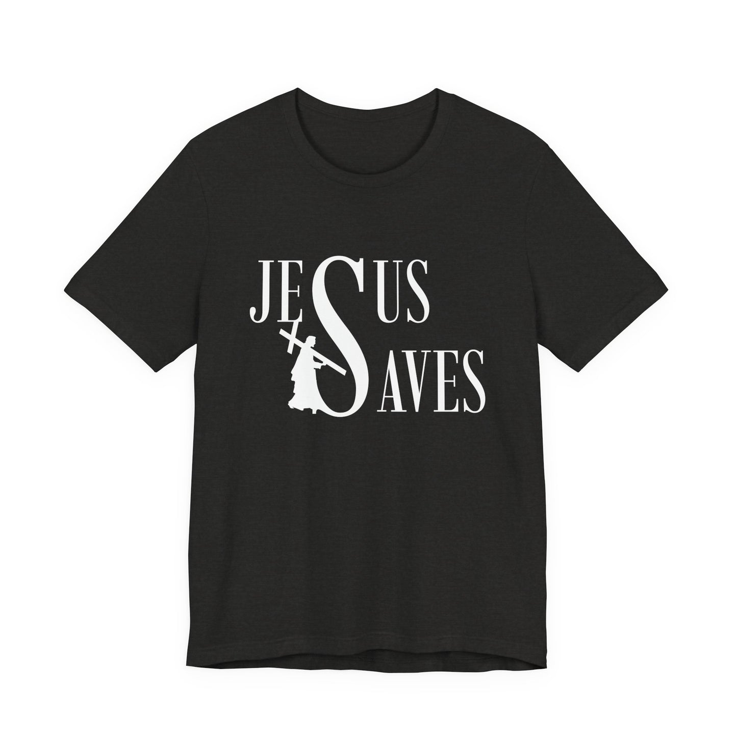 Jesus Saves Christian T-Shirt - Faith-Based Cross Design