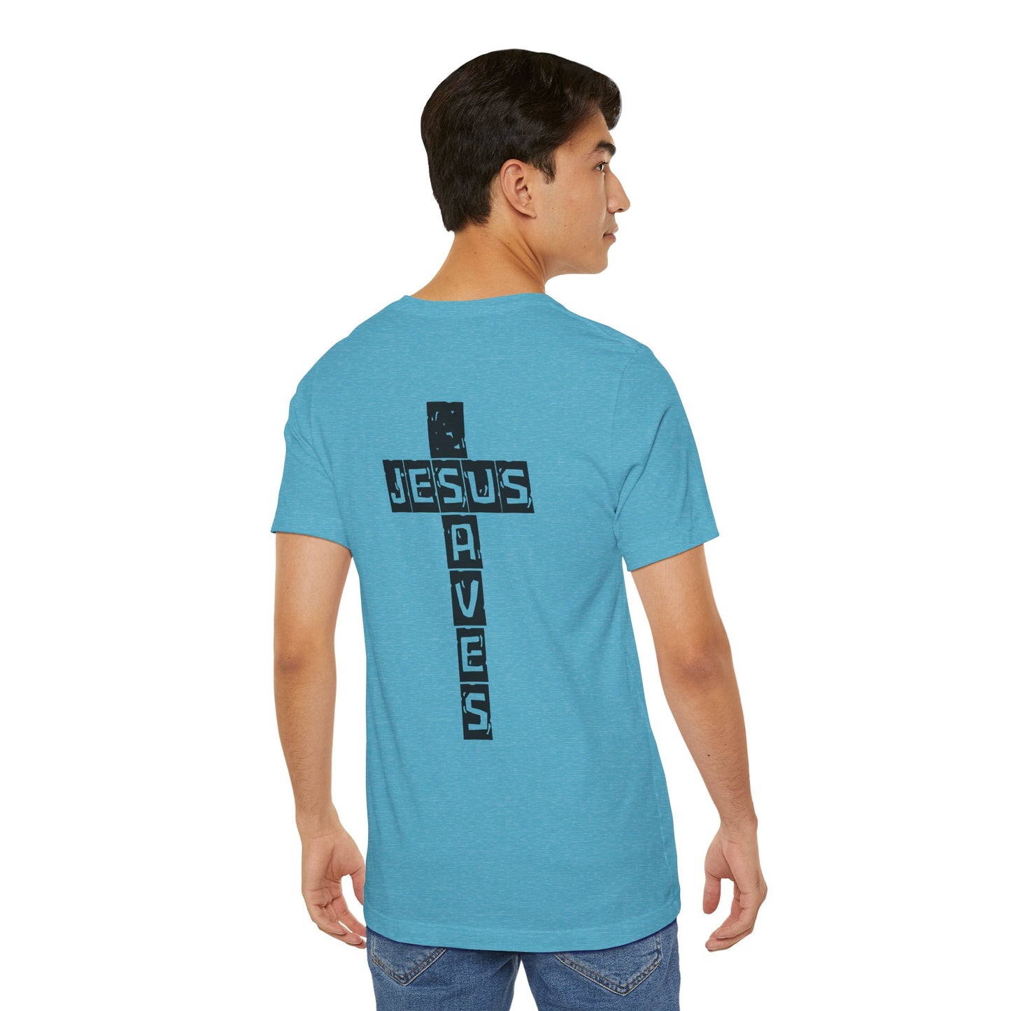 Jesus Saves Cross Christian T-Shirt – Faith Typography Design