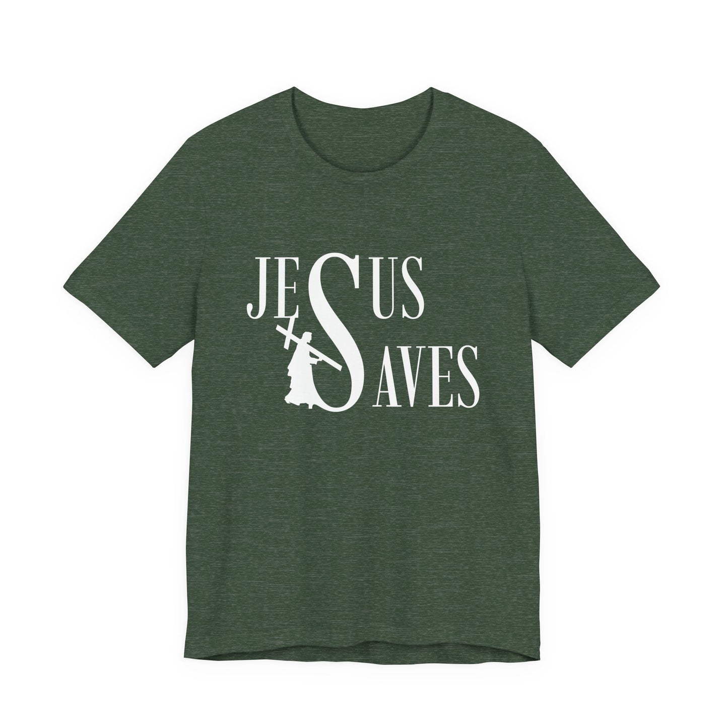 Jesus Saves Christian T-Shirt - Faith-Based Cross Design