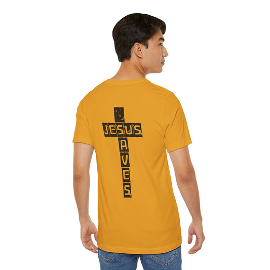 Jesus Saves Cross Christian T-Shirt – Faith Typography Design