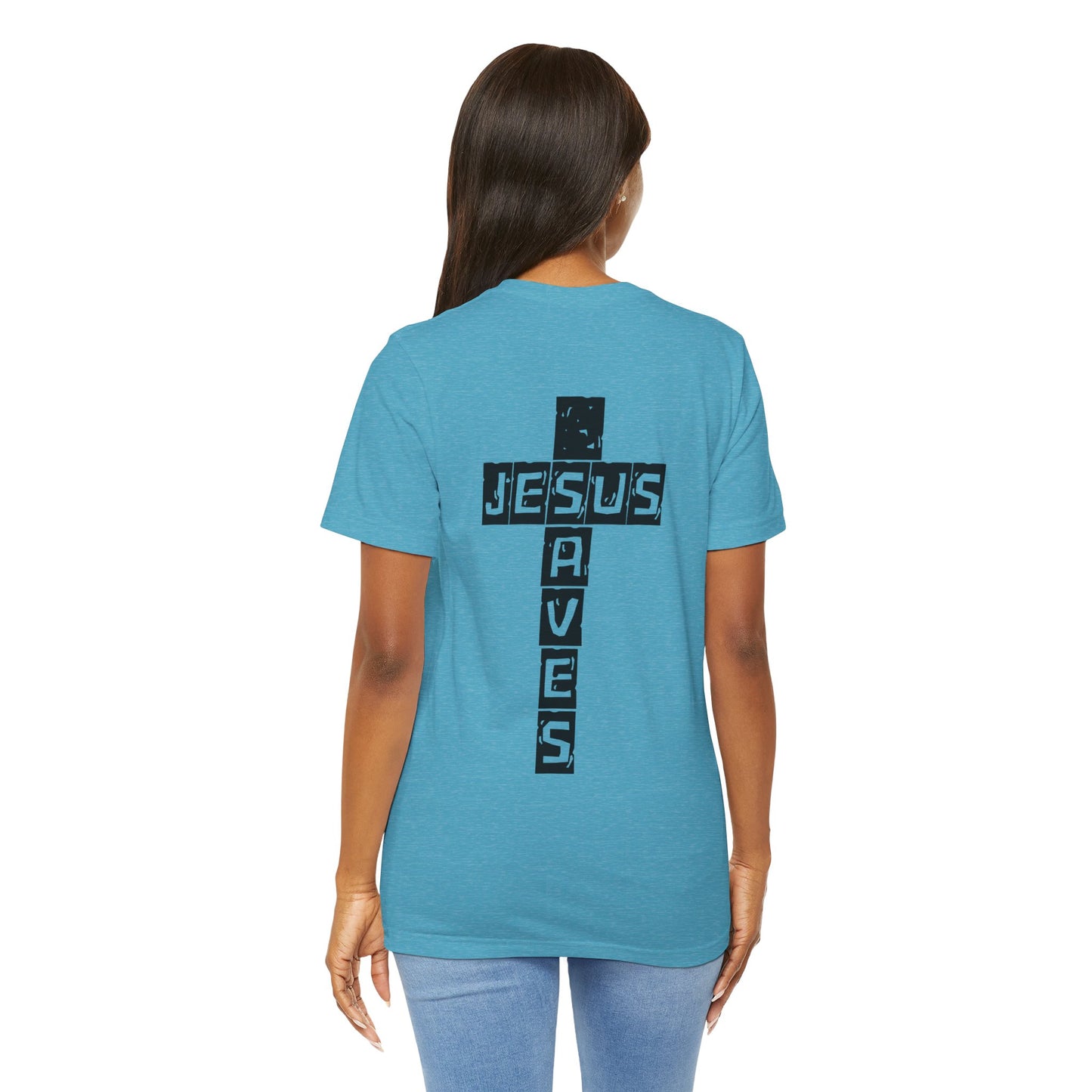 Jesus Saves Cross Christian T-Shirt – Faith Typography Design