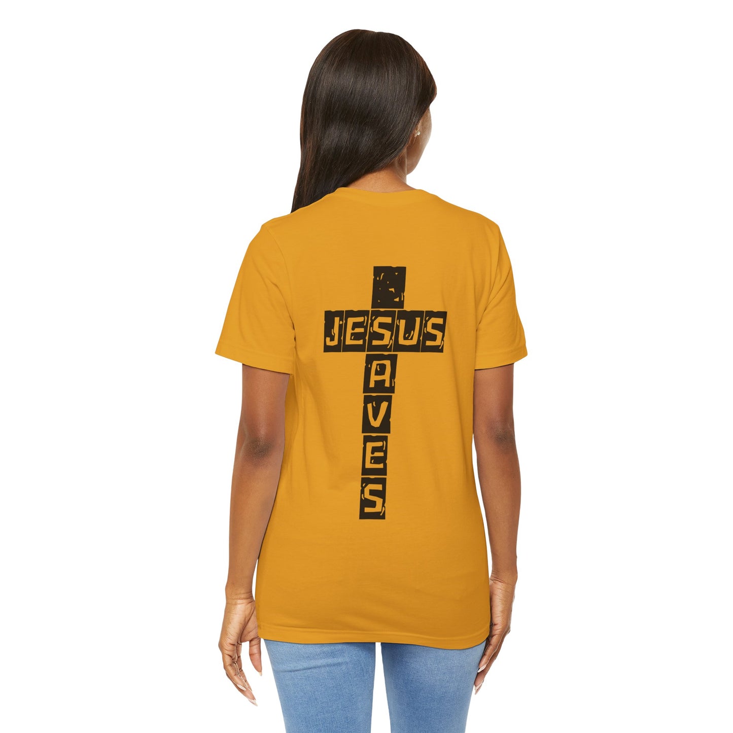 Jesus Saves Cross Christian T-Shirt – Faith Typography Design